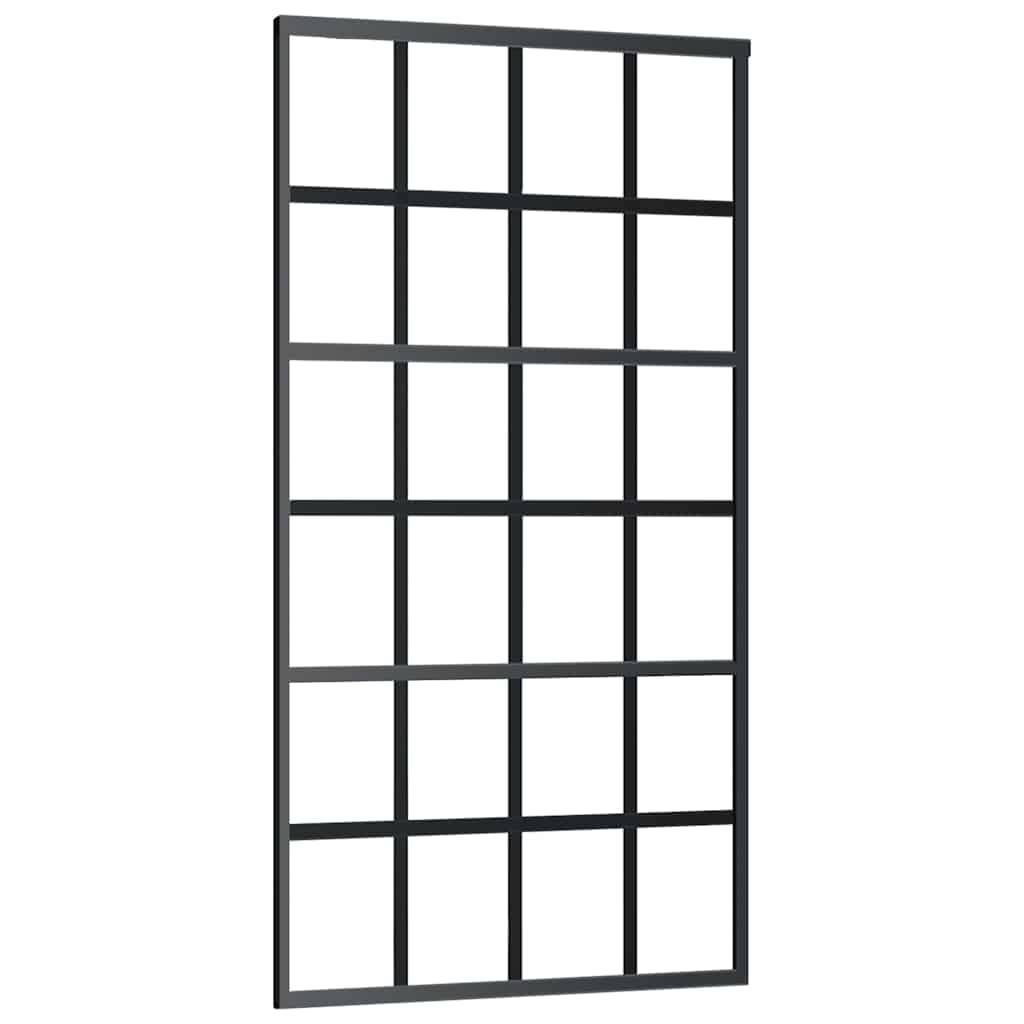 vidaXL Sliding Door with Hardware Set Black 102x205 cm ESG Glass 5