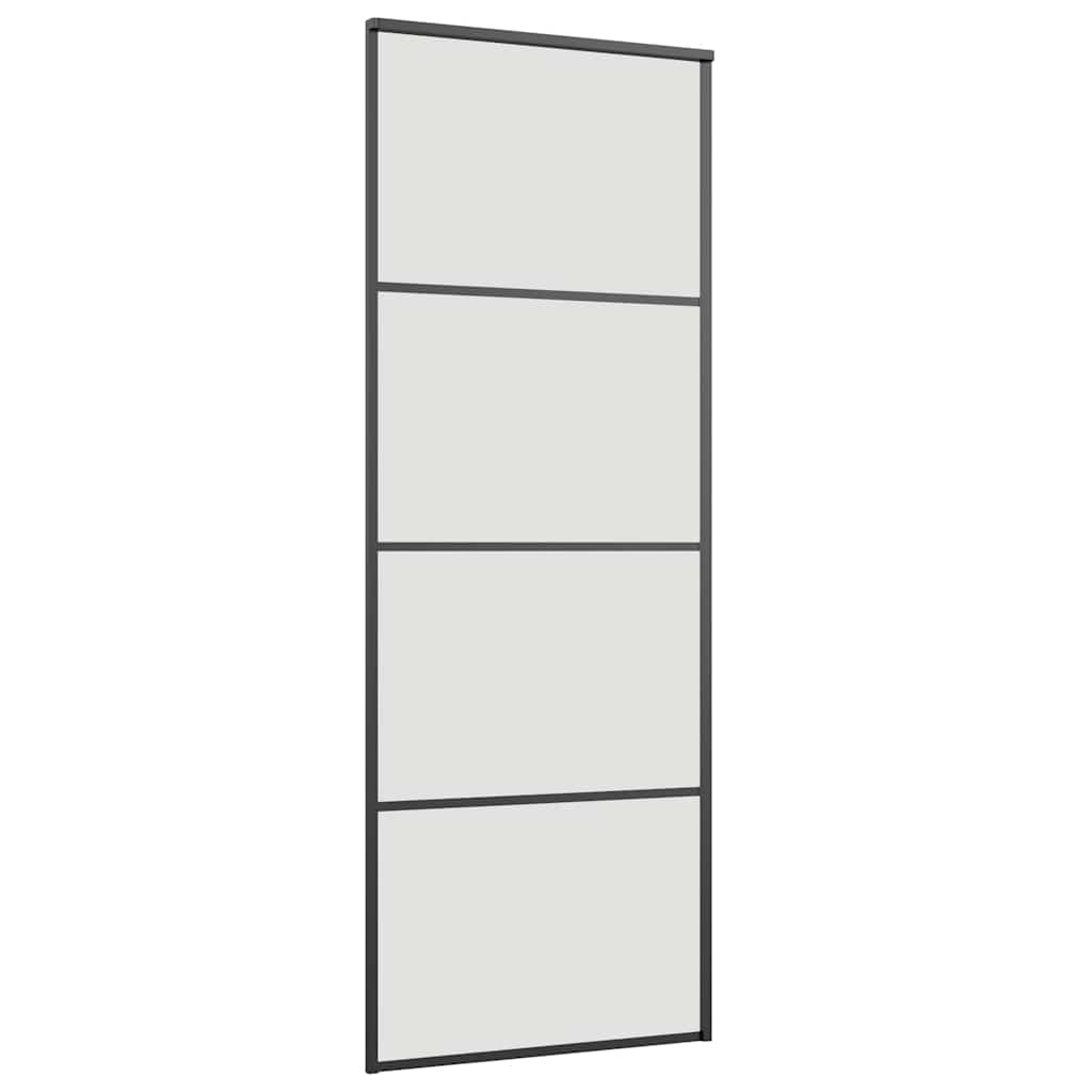 vidaXL Sliding Door with Hardware Set Black 76x205 cm ESG Glass 5