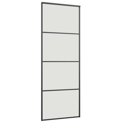 vidaXL Sliding Door with Hardware Set Black 76x205 cm ESG Glass 5