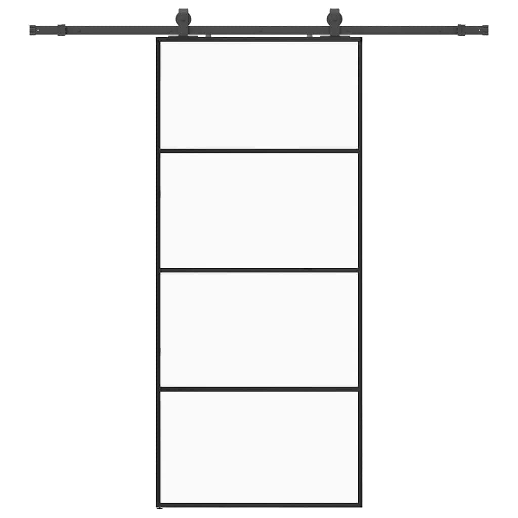Sliding Door with Hardware Set 76x205 cm ESG Glass Black 90 cm 200 cm sliding rail Transparent