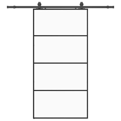 Sliding Door with Hardware Set 76x205 cm ESG Glass Black 102.5 cm 200 cm sliding rail Transparent