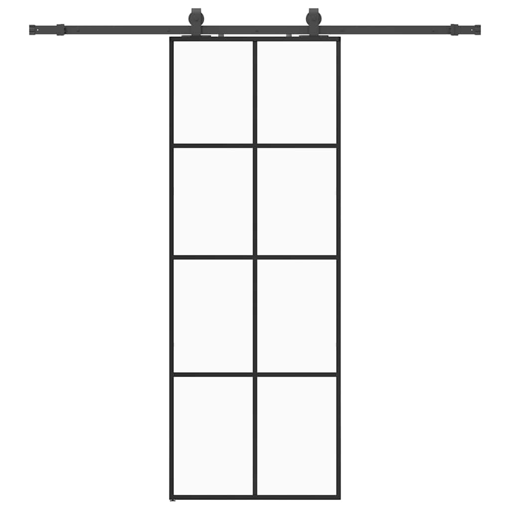 vidaXL Sliding Door with Hardware Set Black 76x205 cm ESG Glass 2