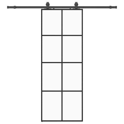 vidaXL Sliding Door with Hardware Set Black 76x205 cm ESG Glass 2