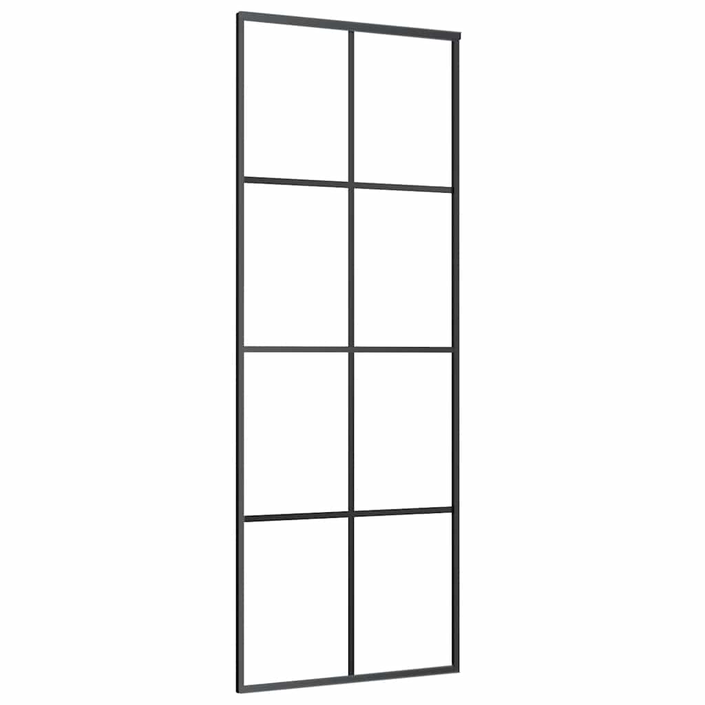 vidaXL Sliding Door with Hardware Set Black 76x205 cm ESG Glass 5