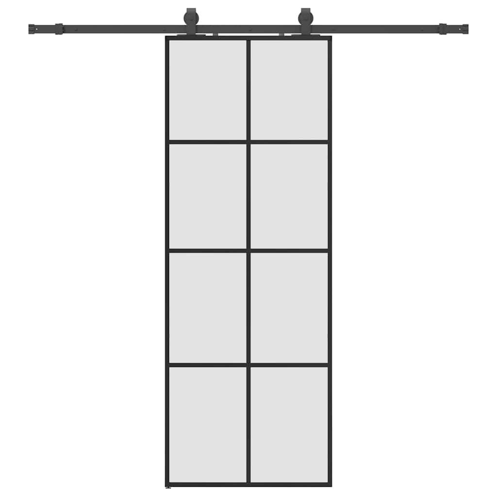 vidaXL Sliding Door with Hardware Set Black 76x205 cm ESG Glass 2