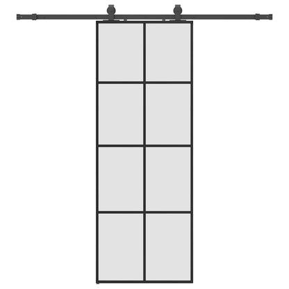 vidaXL Sliding Door with Hardware Set Black 76x205 cm ESG Glass 2