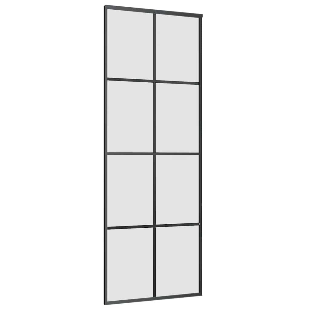 vidaXL Sliding Door with Hardware Set Black 76x205 cm ESG Glass 5