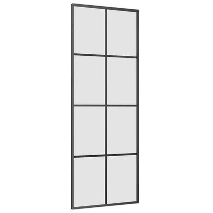 vidaXL Sliding Door with Hardware Set Black 76x205 cm ESG Glass 5