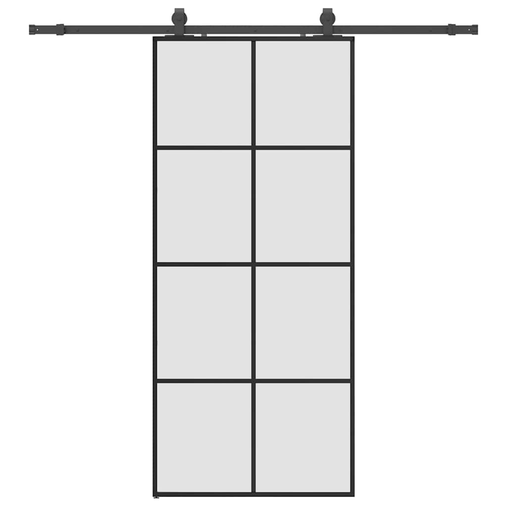 vidaXL Sliding Door with Hardware Set Black 90x205 cm ESG Glass 2