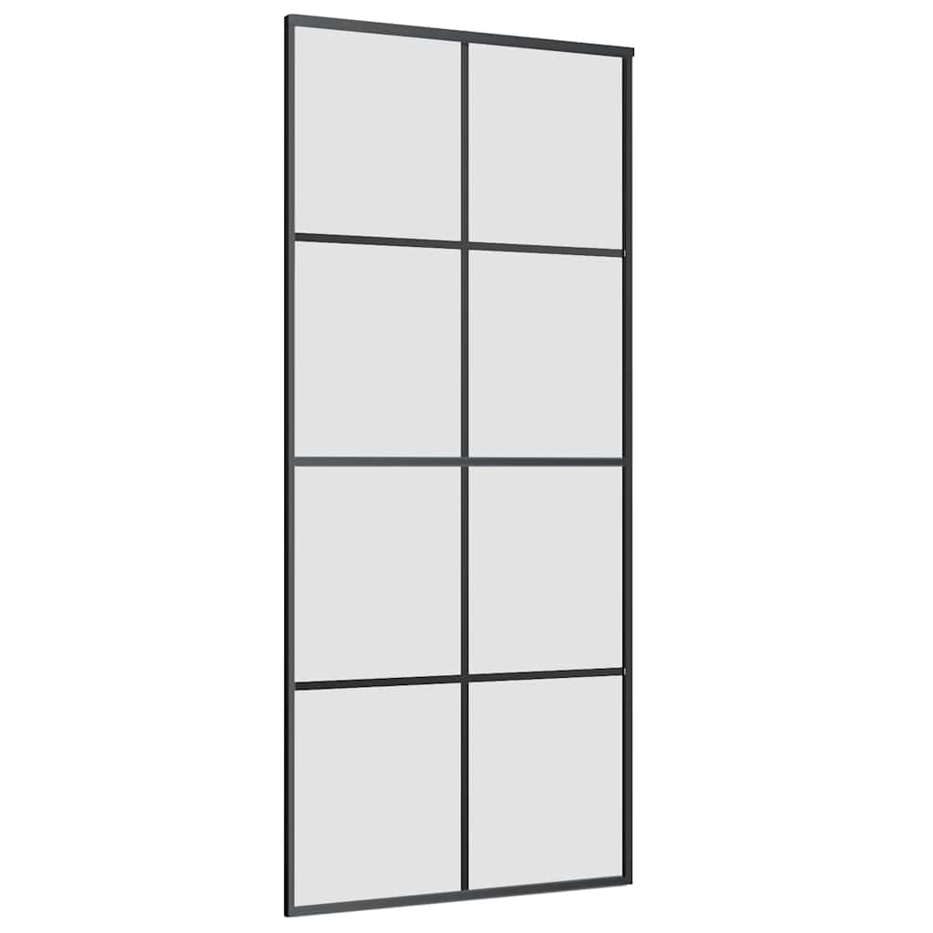 vidaXL Sliding Door with Hardware Set Black 90x205 cm ESG Glass 5