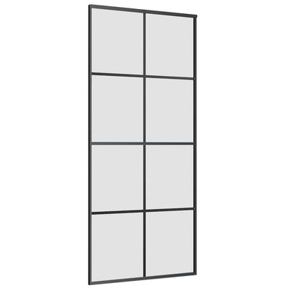 vidaXL Sliding Door with Hardware Set Black 90x205 cm ESG Glass 5