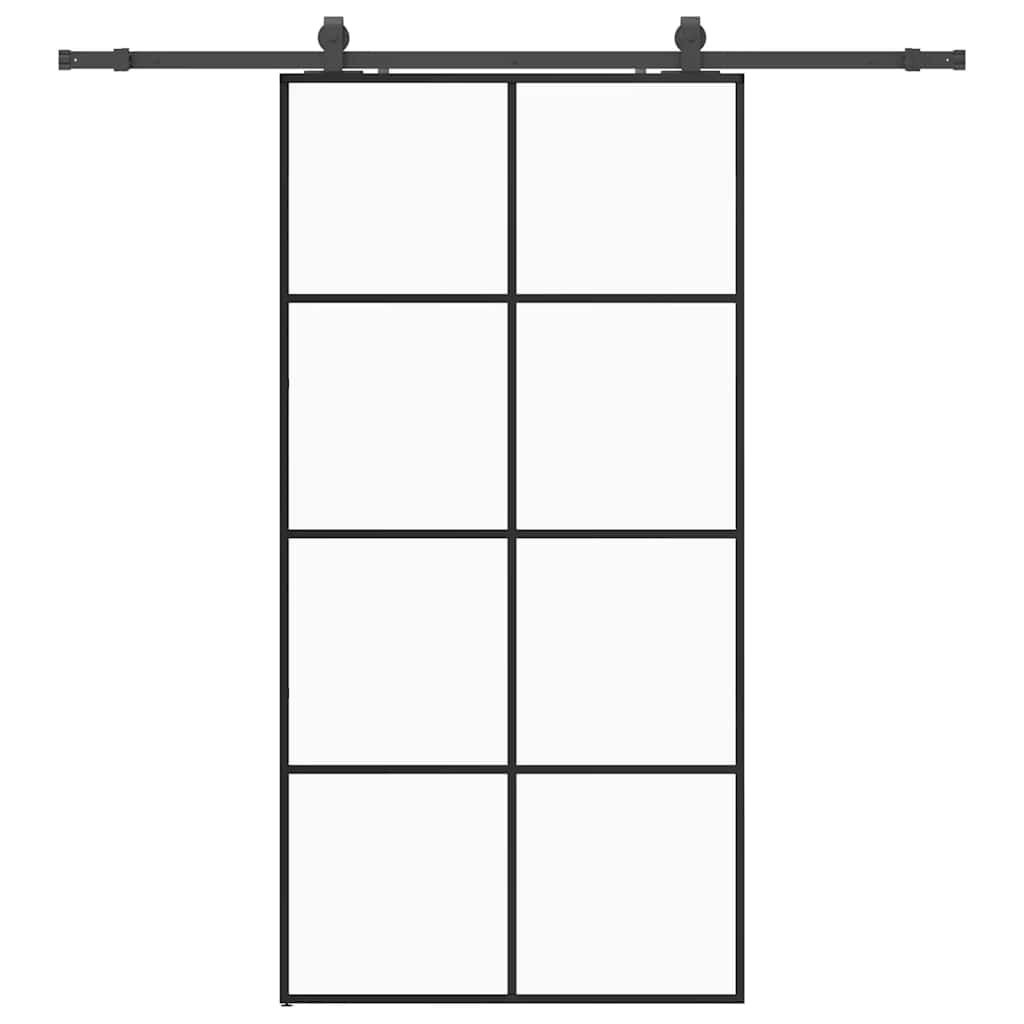 vidaXL Sliding Door with Hardware Set Black 102.5x205 cm ESG Glass 2