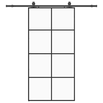 vidaXL Sliding Door with Hardware Set Black 102.5x205 cm ESG Glass 2