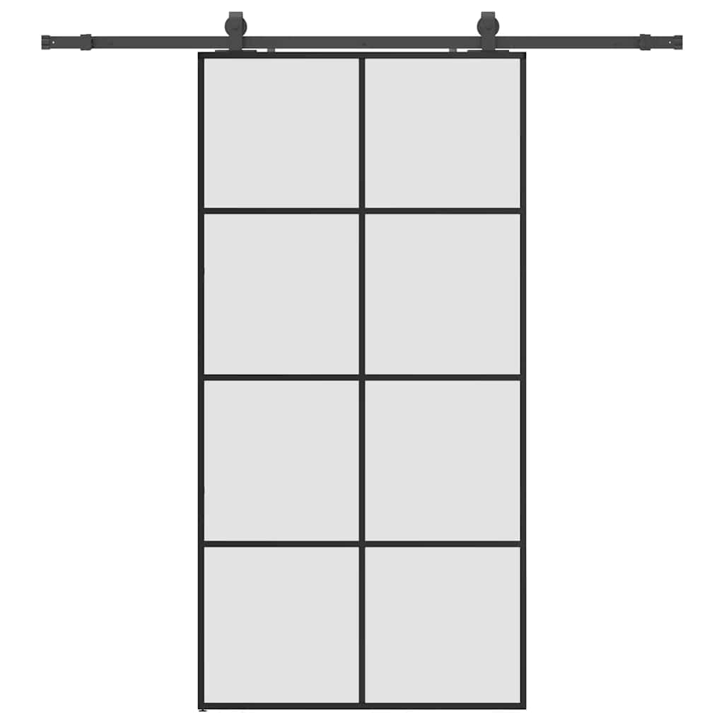vidaXL Sliding Door with Hardware Set Black 102,5x205 cm ESG Glass 2