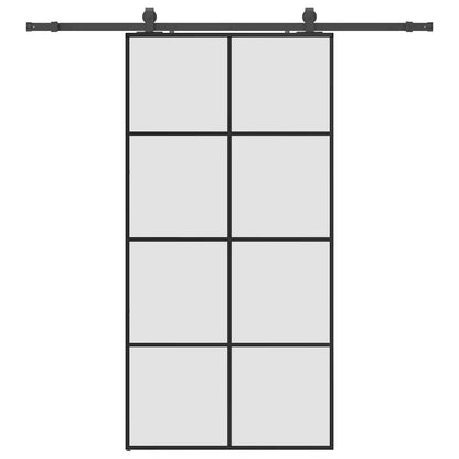 vidaXL Sliding Door with Hardware Set Black 102,5x205 cm ESG Glass 2