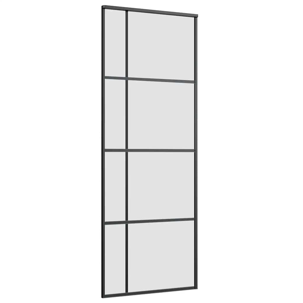 vidaXL Sliding Door with Hardware Set Black 76x205 cm ESG Glass 5