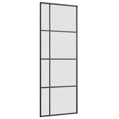 vidaXL Sliding Door with Hardware Set Black 76x205 cm ESG Glass 5