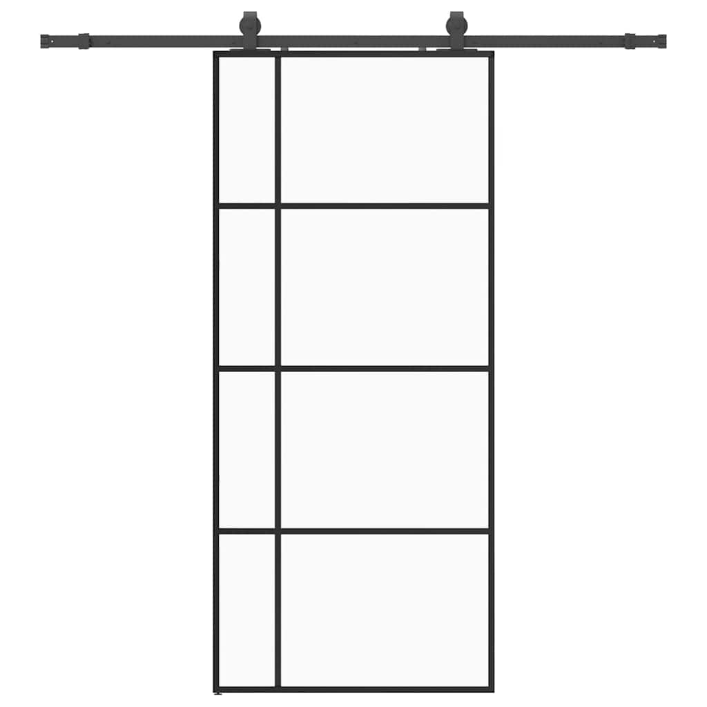 vidaXL Sliding Door with Hardware Set Black 90x205 cm ESG Glass 2