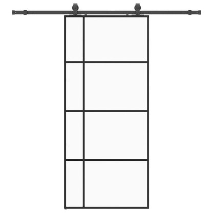 vidaXL Sliding Door with Hardware Set Black 90x205 cm ESG Glass 2