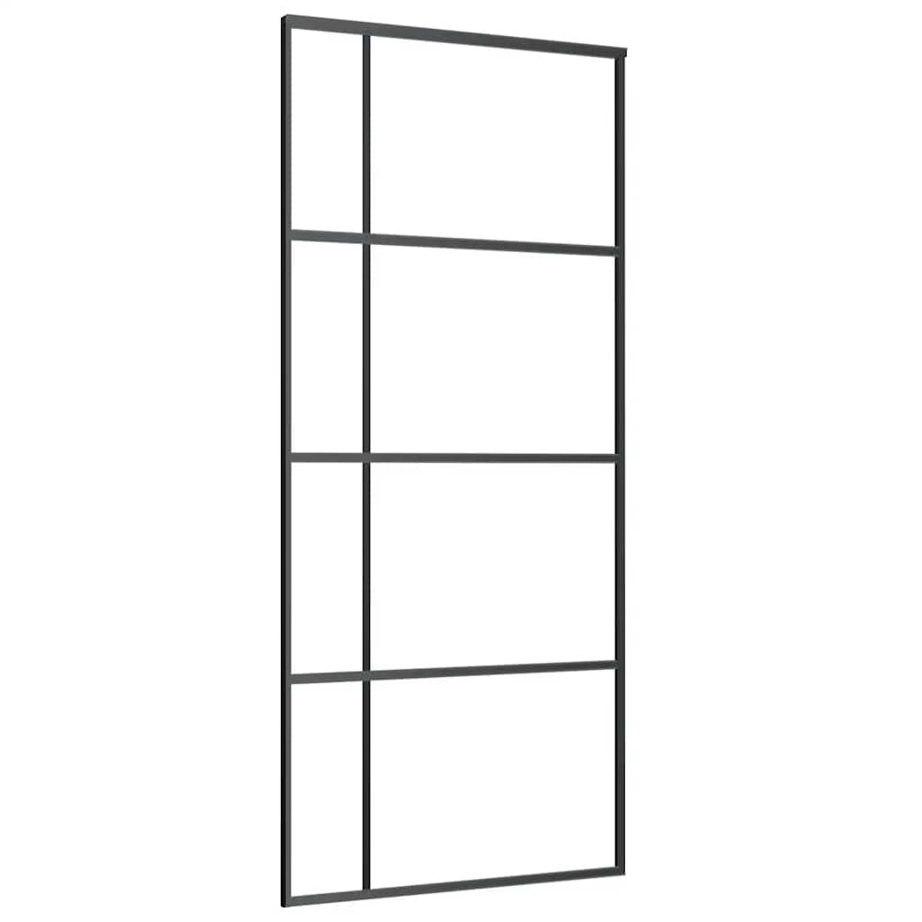 vidaXL Sliding Door with Hardware Set Black 90x205 cm ESG Glass 5
