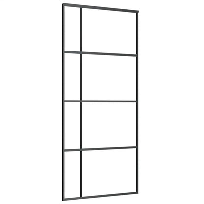 vidaXL Sliding Door with Hardware Set Black 90x205 cm ESG Glass 5