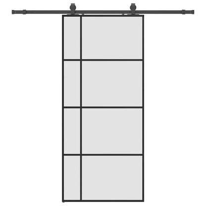 vidaXL Sliding Door with Hardware Set Black 90x205 cm ESG Glass 2