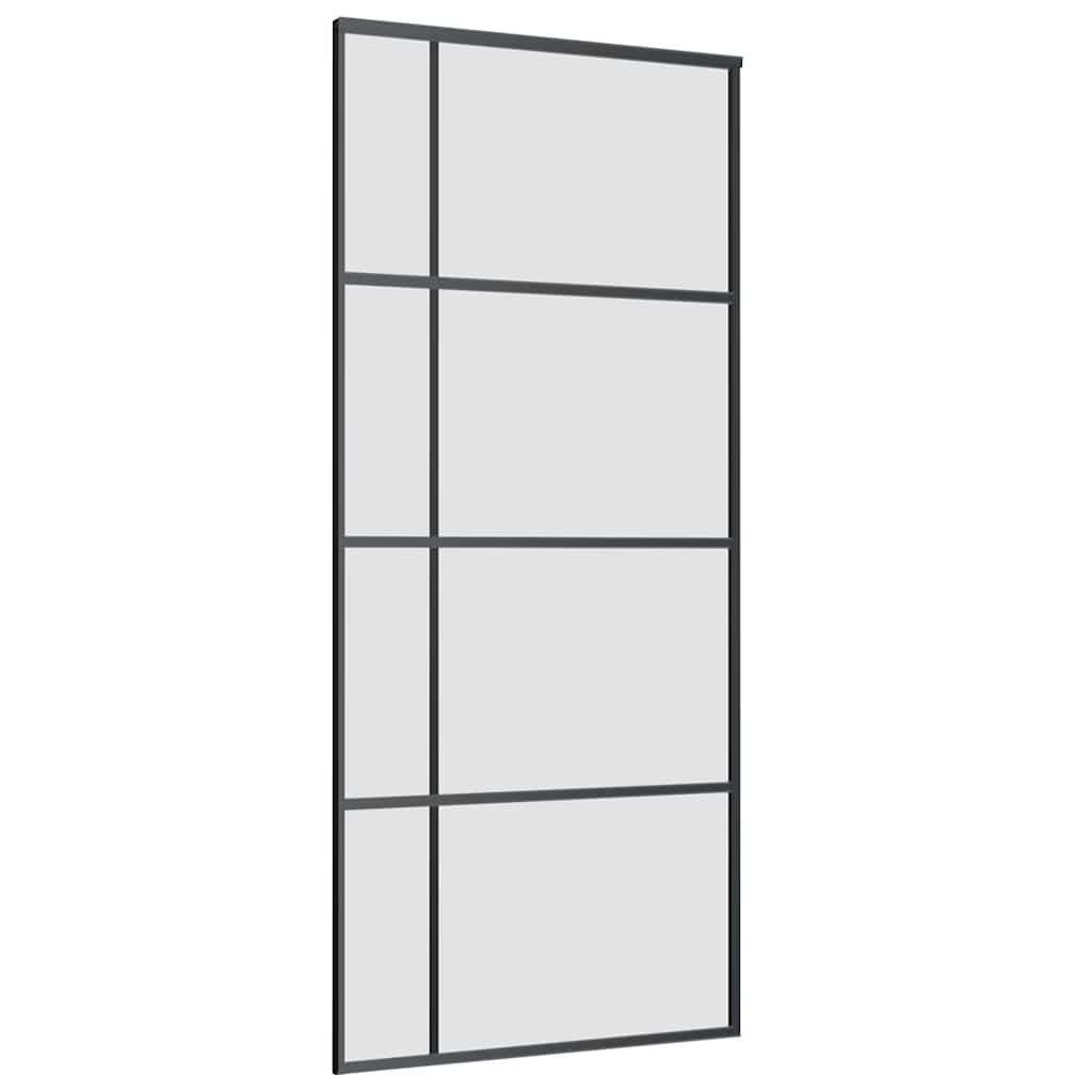 vidaXL Sliding Door with Hardware Set Black 90x205 cm ESG Glass 5