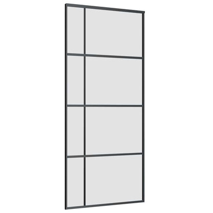 vidaXL Sliding Door with Hardware Set Black 90x205 cm ESG Glass 5