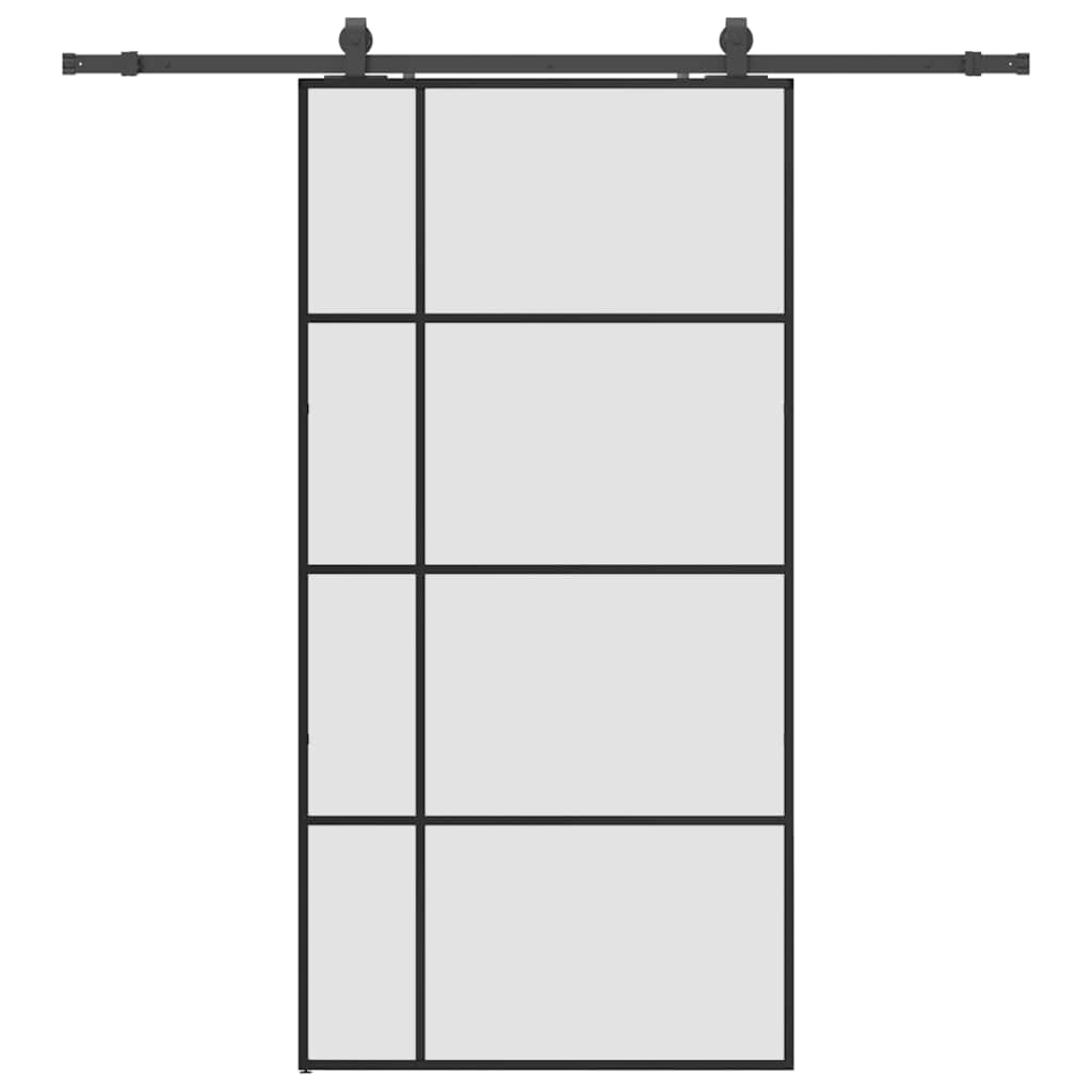 vidaXL Sliding Door with Hardware Set Black 102,5x205 cm ESG Glass 2