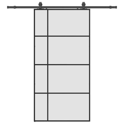 vidaXL Sliding Door with Hardware Set Black 102,5x205 cm ESG Glass 2