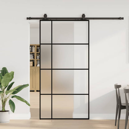 vidaXL Sliding Door with Hardware Set Black 102,5x205 cm ESG Glass 1
