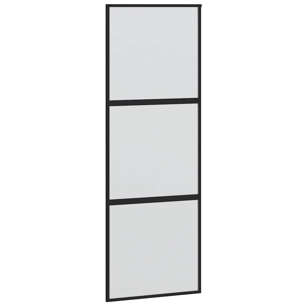 vidaXL Sliding Door with Hardware Set Black 76x205 cm Tempered Glass 5