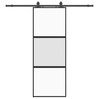 vidaXL Sliding Door with Hardware Set Black 76x205 cm Tempered Glass 2