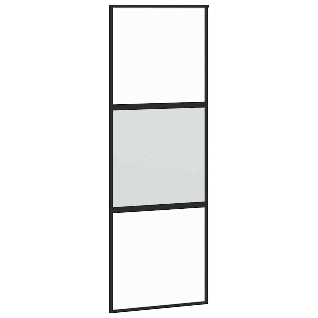 vidaXL Sliding Door with Hardware Set Black 76x205 cm Tempered Glass 5
