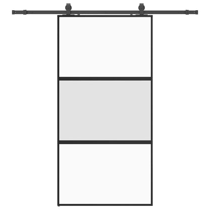vidaXL Sliding Door with Hardware Set Black 102.5x205 cm Tempered Glass 2