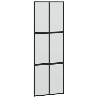 vidaXL Sliding Door with Hardware Set Black 90x205 cm Tempered Glass 5