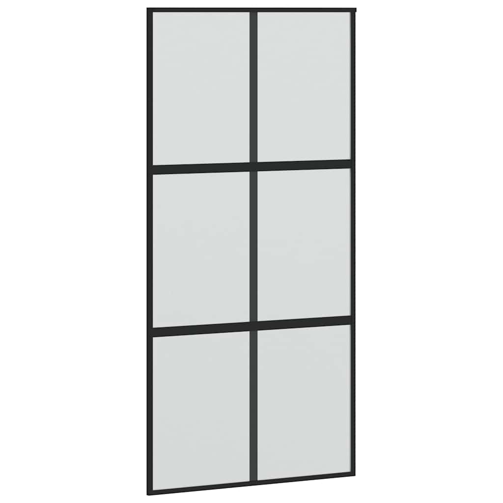 vidaXL Sliding Door with Hardware Set Black 102.5x205cm Tempered Glass 5