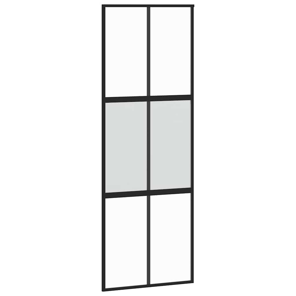 vidaXL Sliding Door with Hardware Set Black 76x205 cm Tempered Glass 5