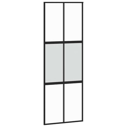 vidaXL Sliding Door with Hardware Set Black 76x205 cm Tempered Glass 5