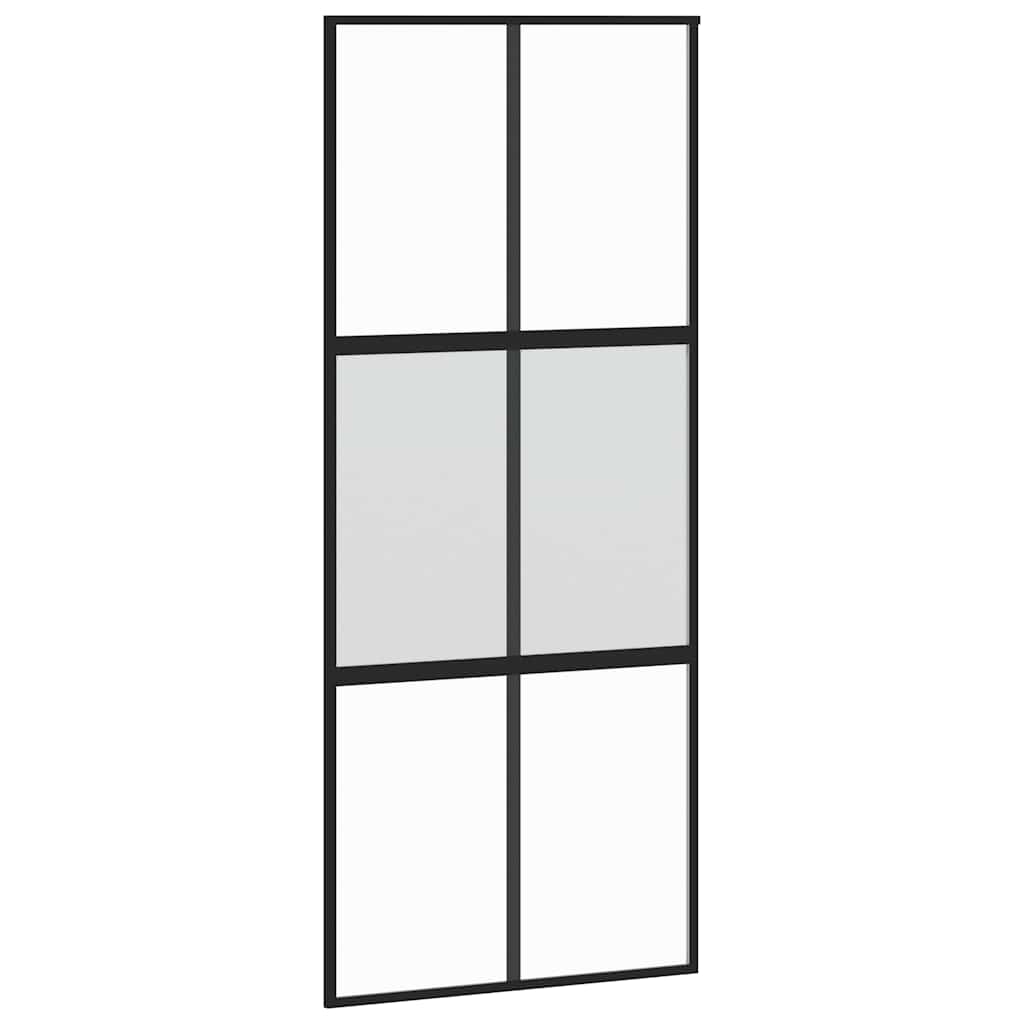 vidaXL Sliding Door with Hardware Set Black 90x205 cm Tempered Glass 5