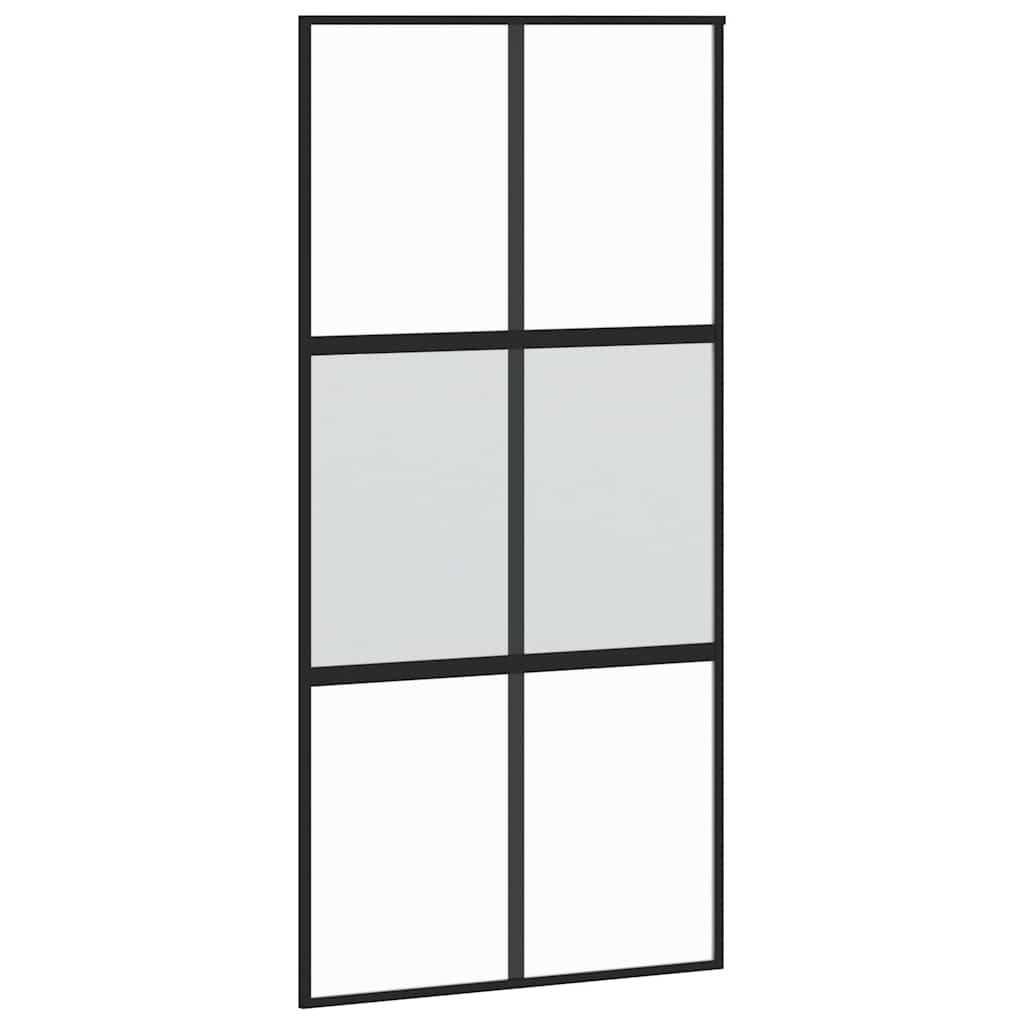 vidaXL Sliding Door with Hardware Set Black 102.5x205 cm Tempered Glass 5