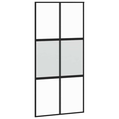 vidaXL Sliding Door with Hardware Set Black 102.5x205 cm Tempered Glass 5