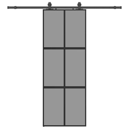 vidaXL Sliding Door with Hardware Set Black 76x205 cm Tempered Glass 2