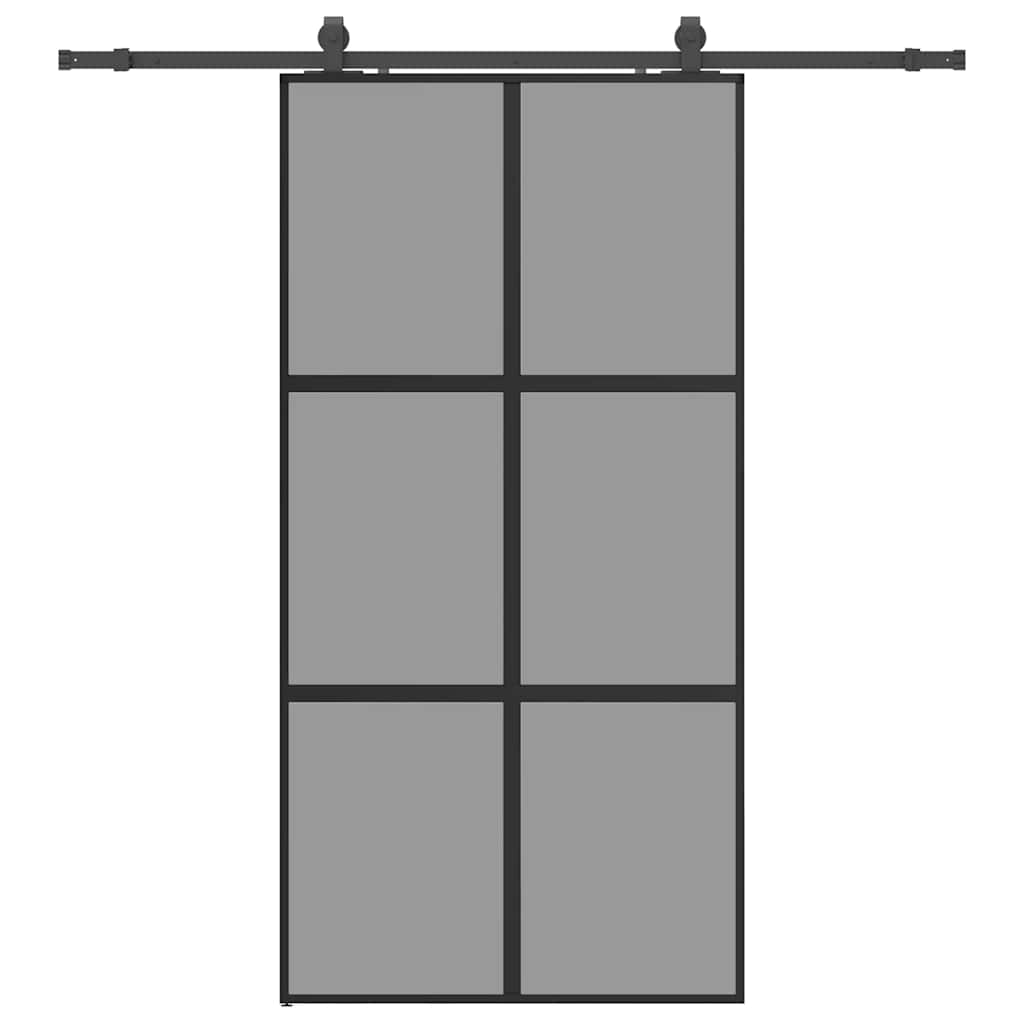 vidaXL Sliding Door with Hardware Set Black 102,5x205 cm Tempered Glass 2