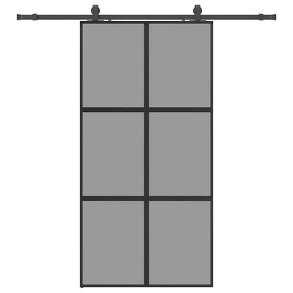 vidaXL Sliding Door with Hardware Set Black 102,5x205 cm Tempered Glass 2