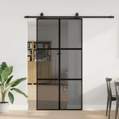vidaXL Sliding Door with Hardware Set Black 102,5x205 cm Tempered Glass 1