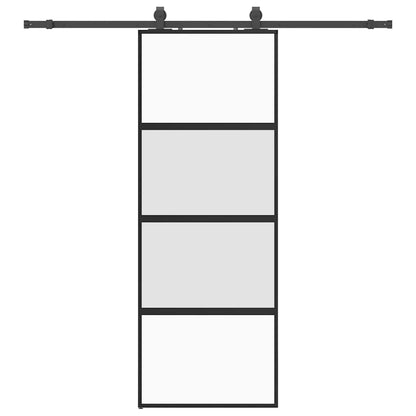 vidaXL Sliding Door with Hardware Set Black 76x205 cm Tempered Glass 2