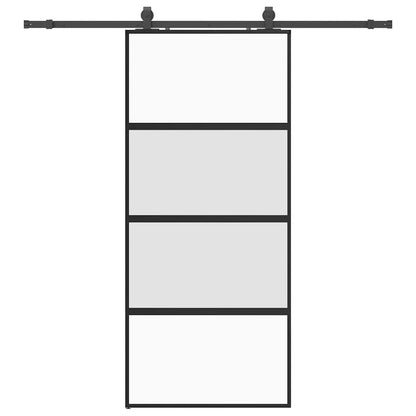 vidaXL Sliding Door with Hardware Set Black 90x205 cm Tempered Glass 2