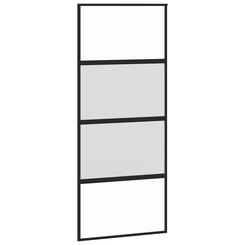 vidaXL Sliding Door with Hardware Set Black 90x205 cm Tempered Glass 5