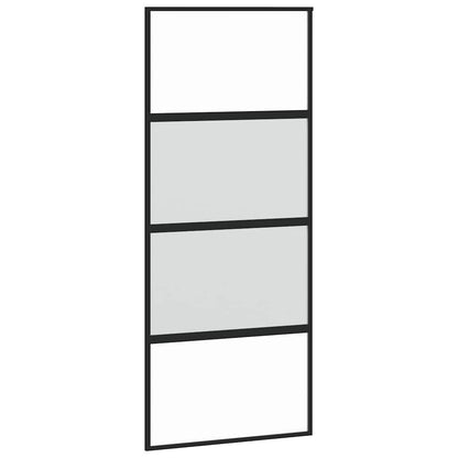 vidaXL Sliding Door with Hardware Set Black 90x205 cm Tempered Glass 5